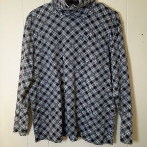 Vintage Talbots Plaid Snowflake Turtleneck Holiday Sweater Large